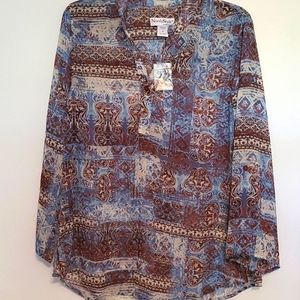 NWOT North Style 3/4 sleeve sheer blouse 3X